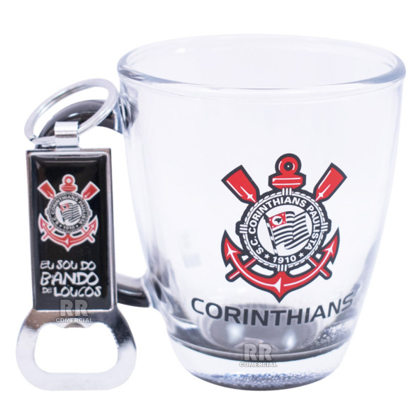 Caneca do Corinthians de Vidro com Abridor de Garrafa 350 ml 1