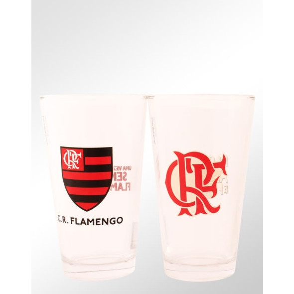Conjunto com 2 Copos de Vidro do Flamengo 475 ml