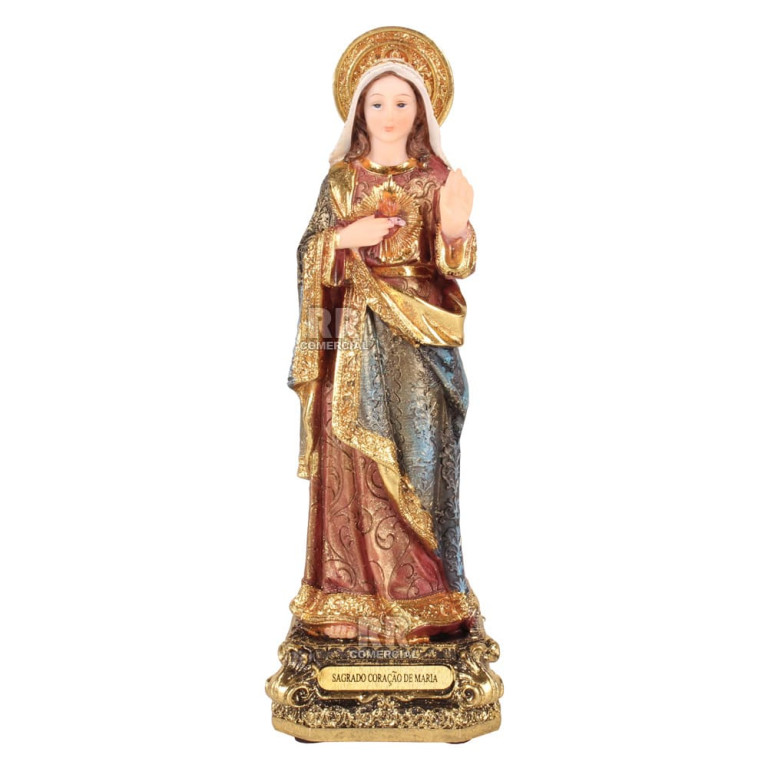 Imagem Sagrado Coração de Maria em Resina 21 cm