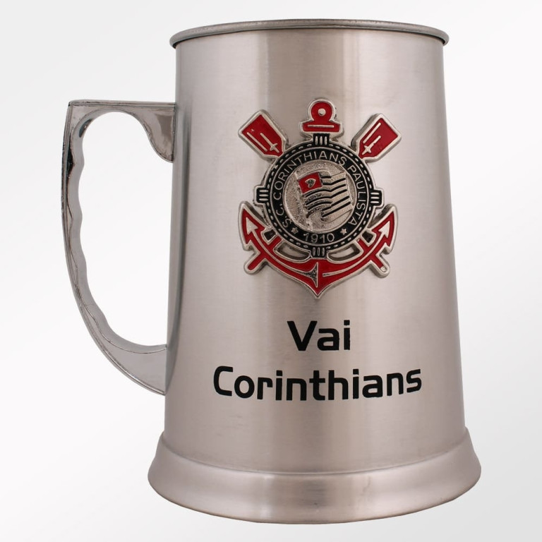 Caneca de Inox do Corinthians com Escudo Alto Relevo 400 ml