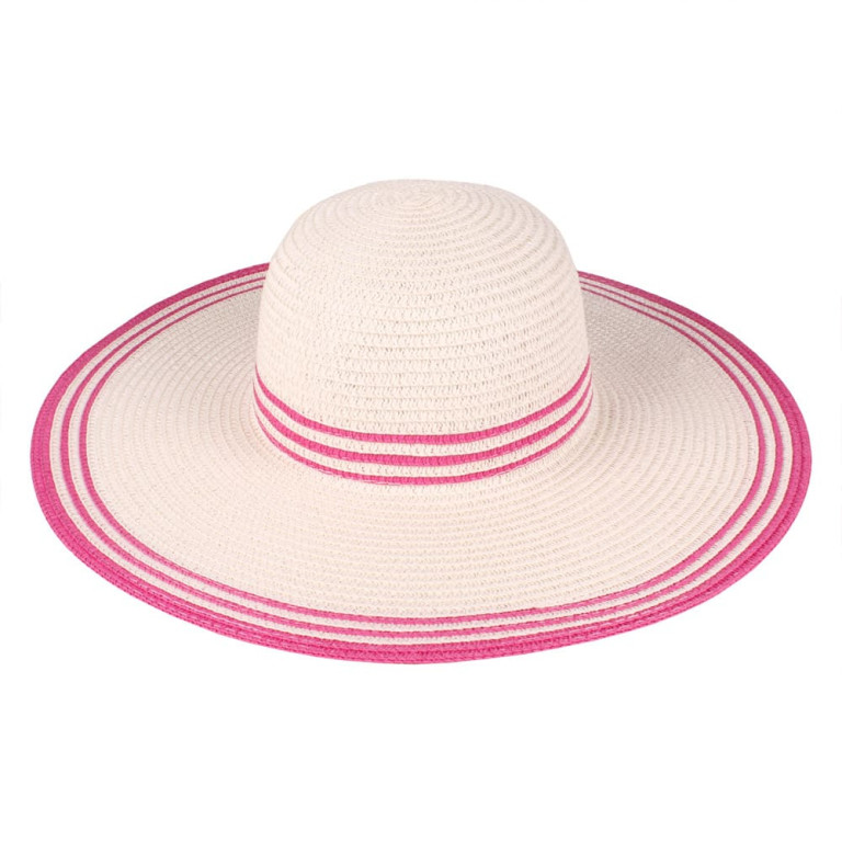 Chapéu de Praia Palha com Listras Pink
