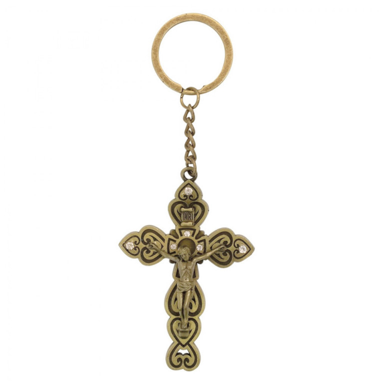 Chaveiro de Metal Crucifixo Dourado
