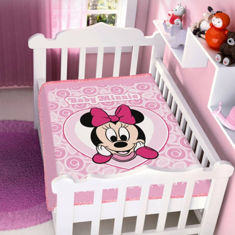 Cobertor Bebê Jolitex Disney Minnie Coração 90 cm x 1,10 m 2