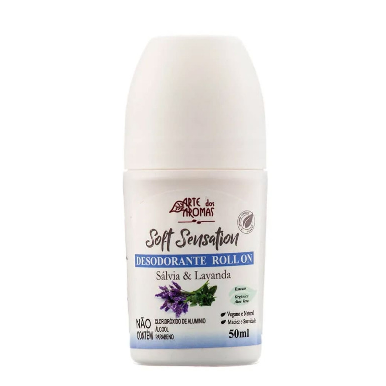Desodorante Roll Vegano Arte Dos Aromas On Soft Sensation Sálvia & Lavanda 50ml
