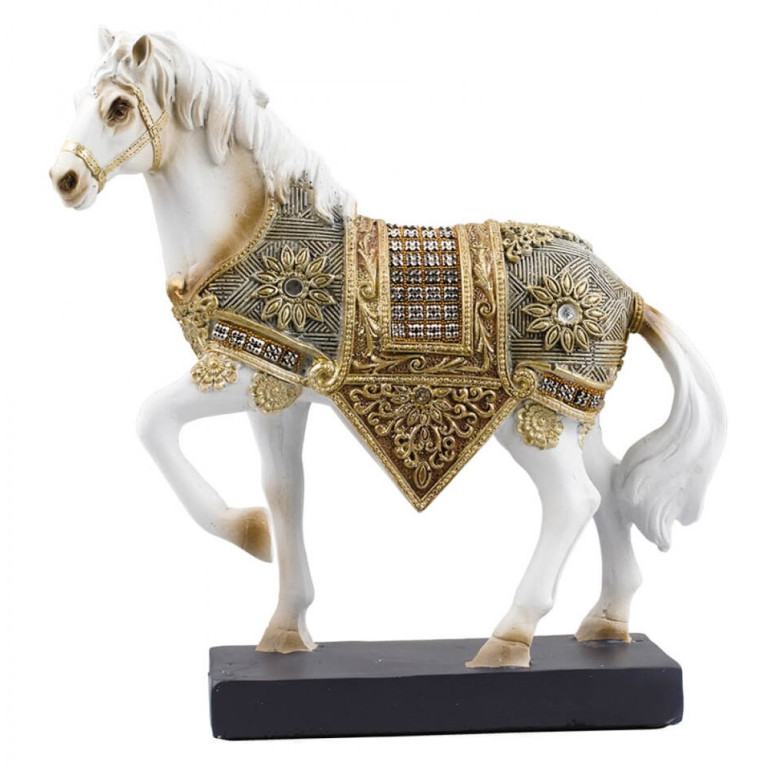 Estatueta Cavalo Branco em Resina 19 cm 1