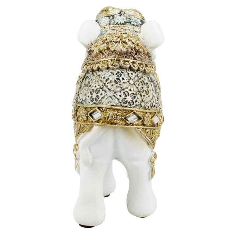 Estatueta Elefante Branco em Resina 11 cm