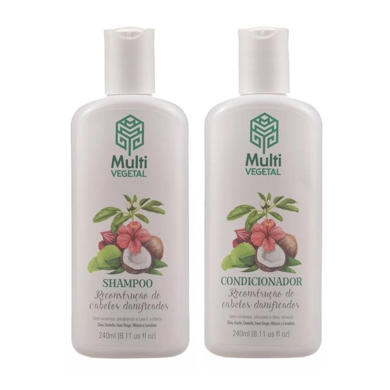 Kit Natural Shampoo + Condicionador Multi Vegetal de Coco para Cabelos Dani
