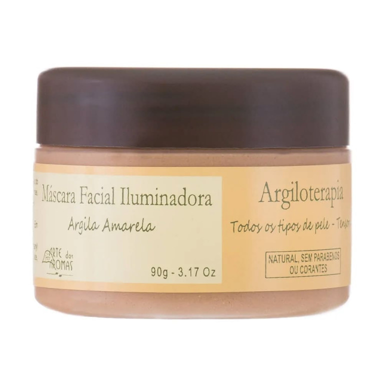 Máscara Facial Iluminadora Vegano Natural Arte dos Aromas Argila Amarela 90g