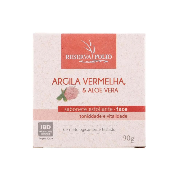 Sabonete Esfoliante Facial Natural Reserva Folio de Argila Vermelha e Aloe Vera 90g