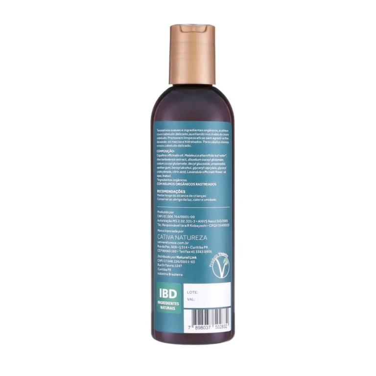 Shampoo Vegano Natural Cativa Natureza Copaíba para Cabelos Oleosos 240ml
