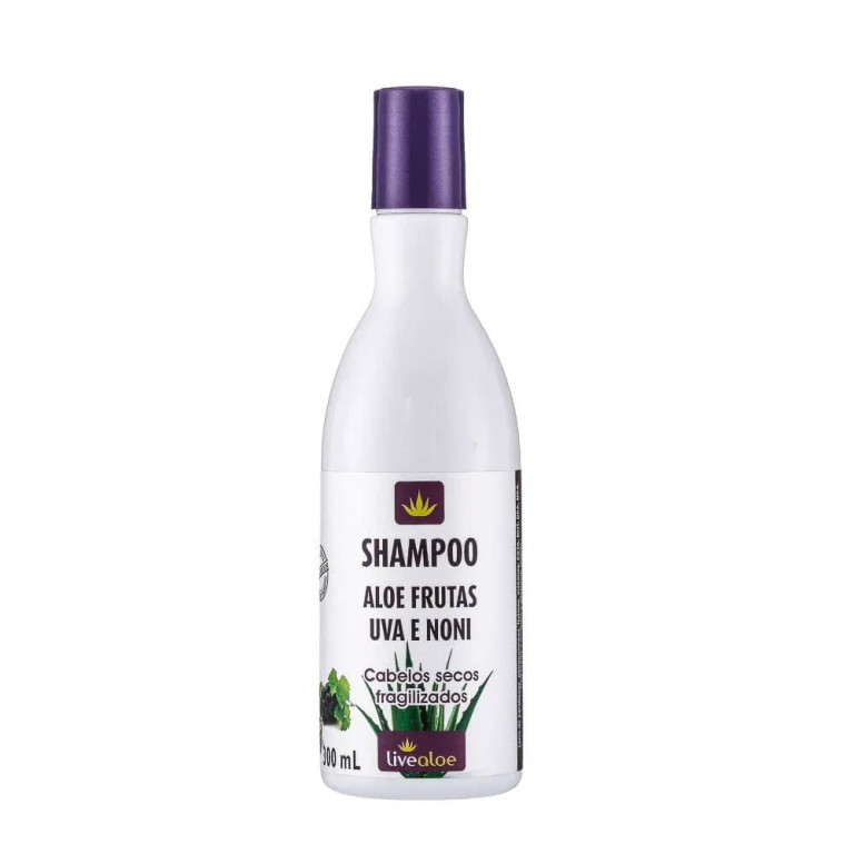 Shampoo Vegano Natural Livealoe Aloe Frutas com Uva e Noni 300ml