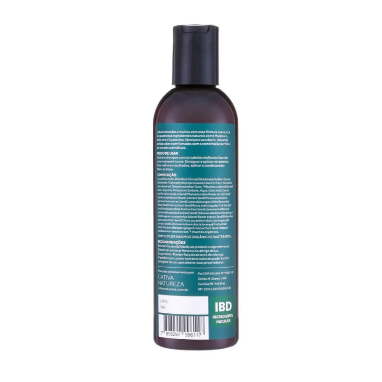 Shampoo Vegano Natural Regenerador Cativa Natureza Maria da Selva 240ml